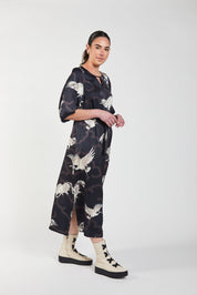Obi Crane Shift Dress | Black