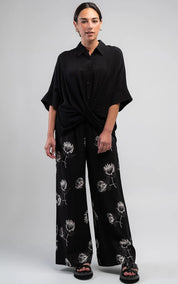 Obi Poppy Crossover Shirt | Black