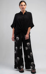 Obi Poppy Crossover Shirt | Black