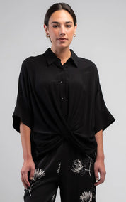 Obi Poppy Crossover Shirt | Black