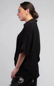 Obi Poppy Crossover Shirt | Black