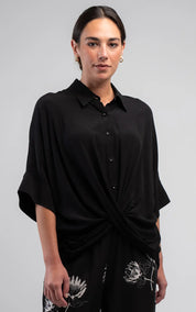 Obi Poppy Crossover Shirt | Black