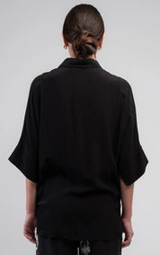 Obi Poppy Crossover Shirt | Black