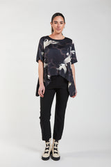 Obi Crane Drape Top | Black
