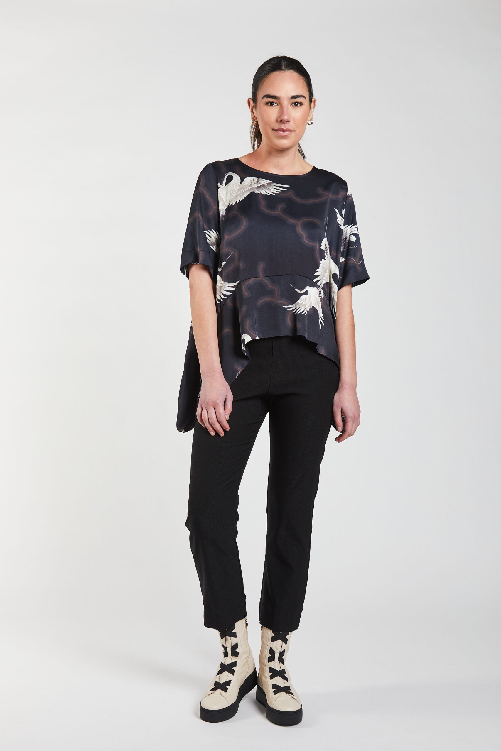 Obi Crane Drape Top | Black