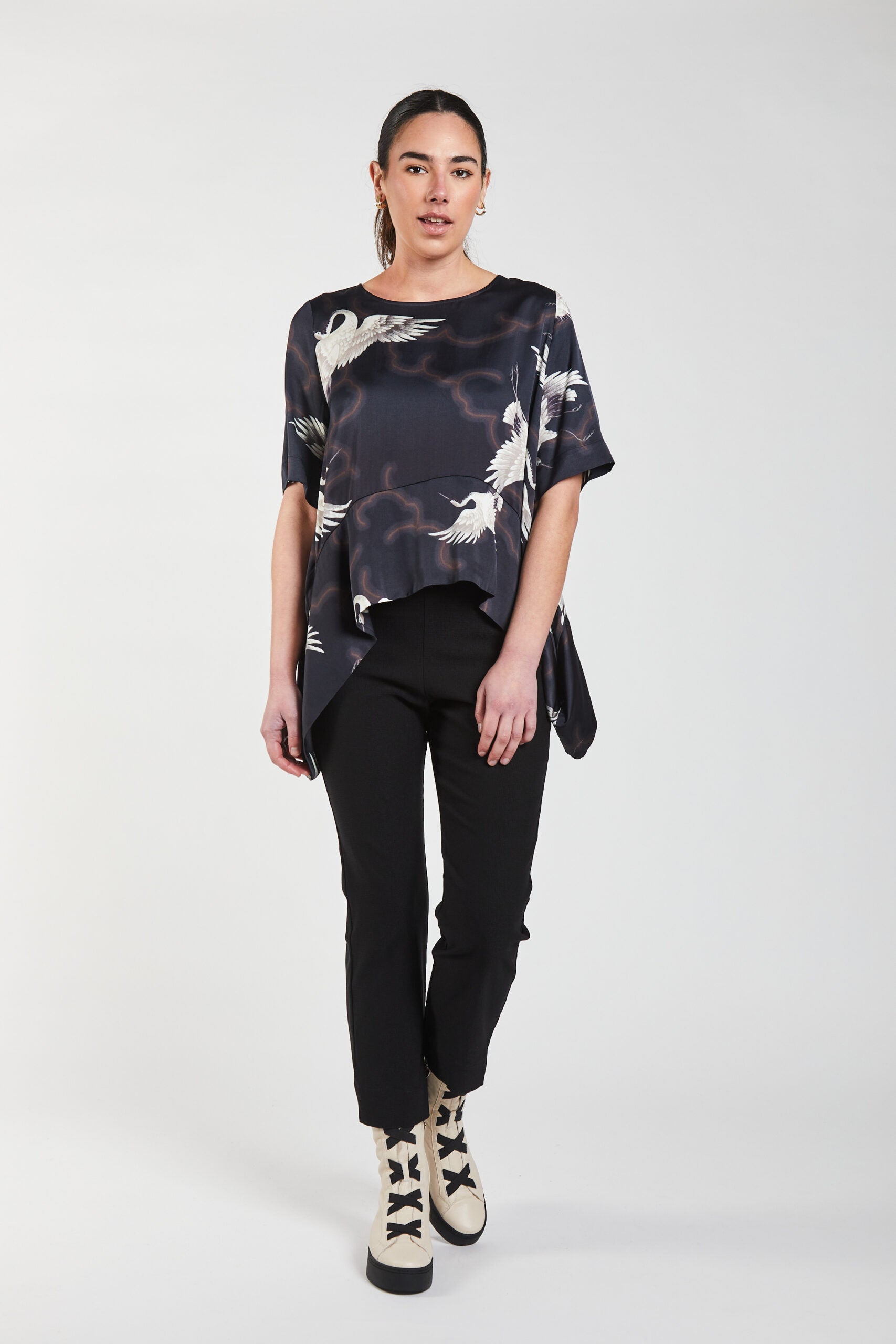 Obi Crane Drape Top | Black