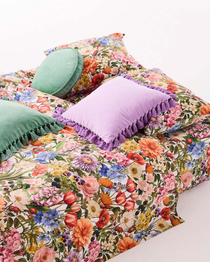 Kip & Co Lilac Velvet Tassel Cushion | Lilac