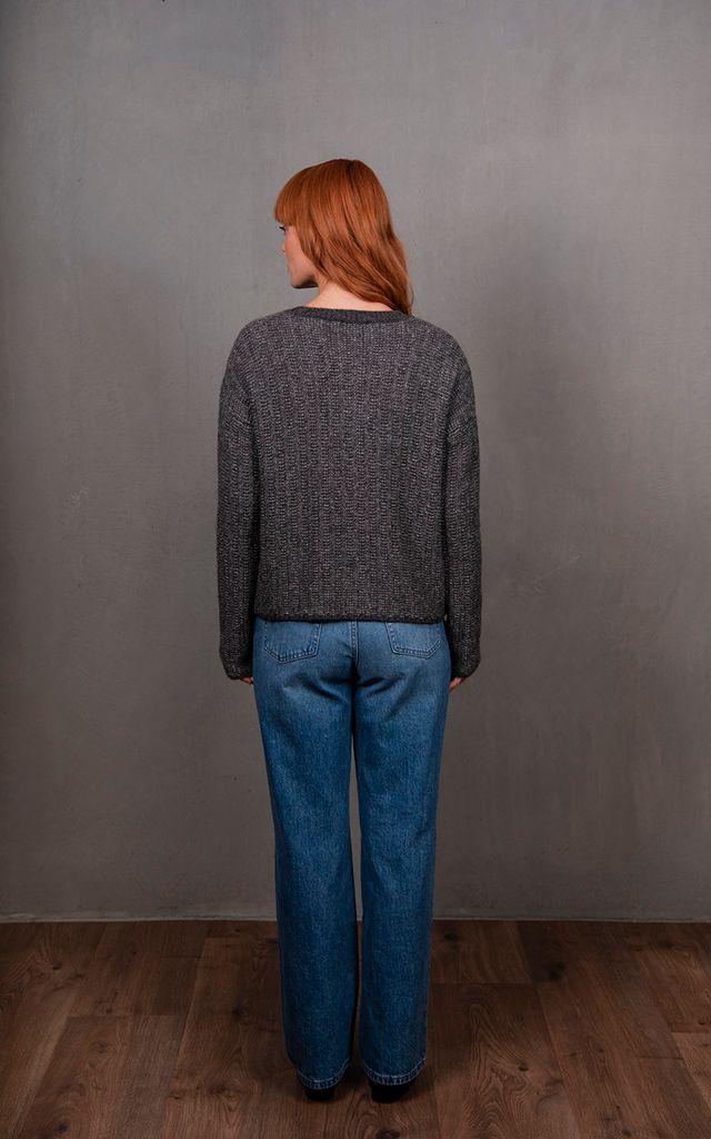 Bridge & Lord Links Stripe Cardi | Mid Grey