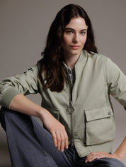 Zhrill Julie Solid Bomber Jacket | Green
