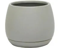 Addie Round Ceramic Pot & Saucer | Light Grey16.5cm
