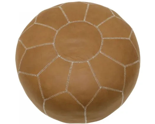 Morocco Vegan Leather Pouf | Brown