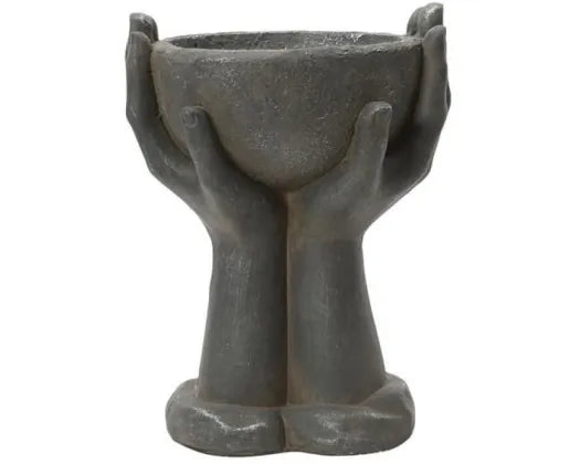 Fibre Clay Hands Bird Feeder Planter | Grey