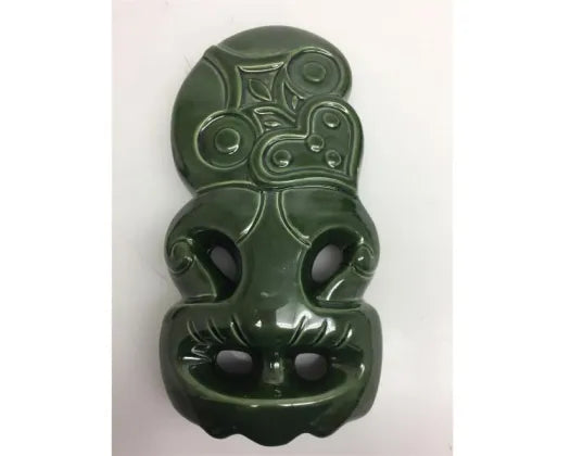 Ceramic Hanging Wall Tiki Green | 30cm