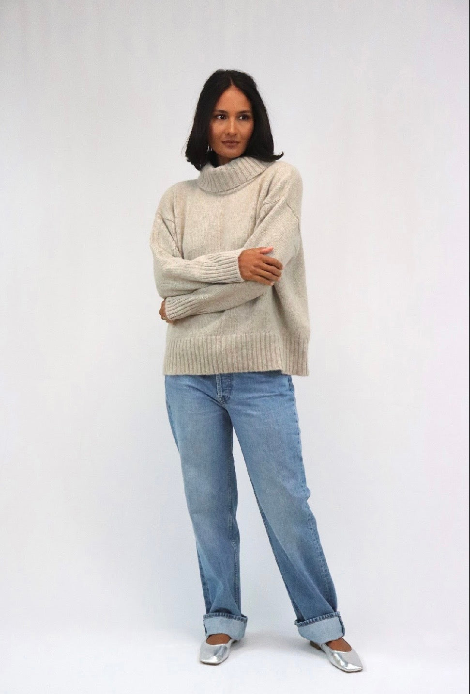 Tatano Henri Roll Neck Sweater | Wheat