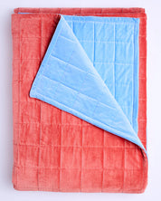 Kip & Co Blue Robin Velvet Quilted Bedspread | Blue Red