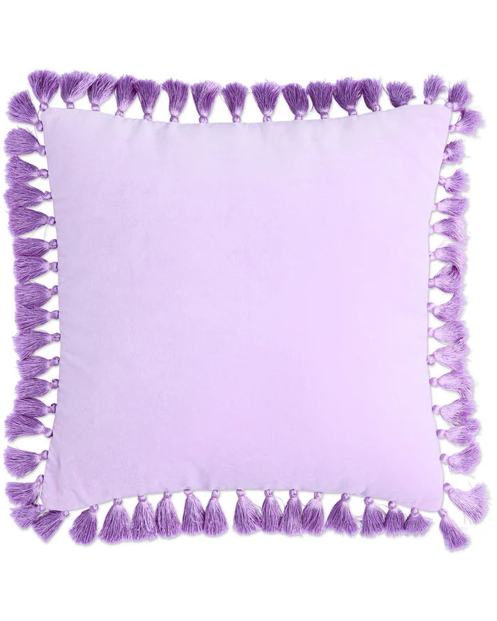 Kip & Co Lilac Velvet Tassel Cushion | Lilac