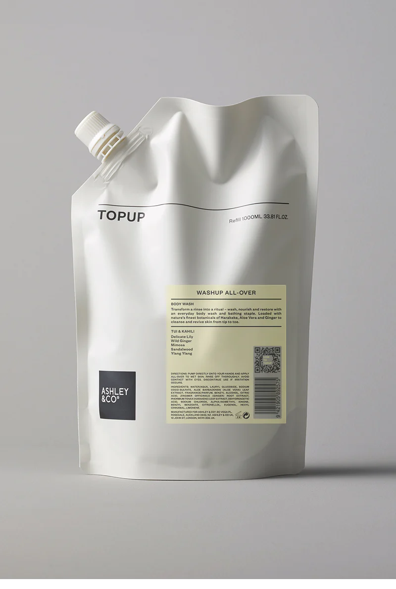 Ashley & Co Washup All Over Bodywash Top Up Refill  Tui & Kahili 1000ml