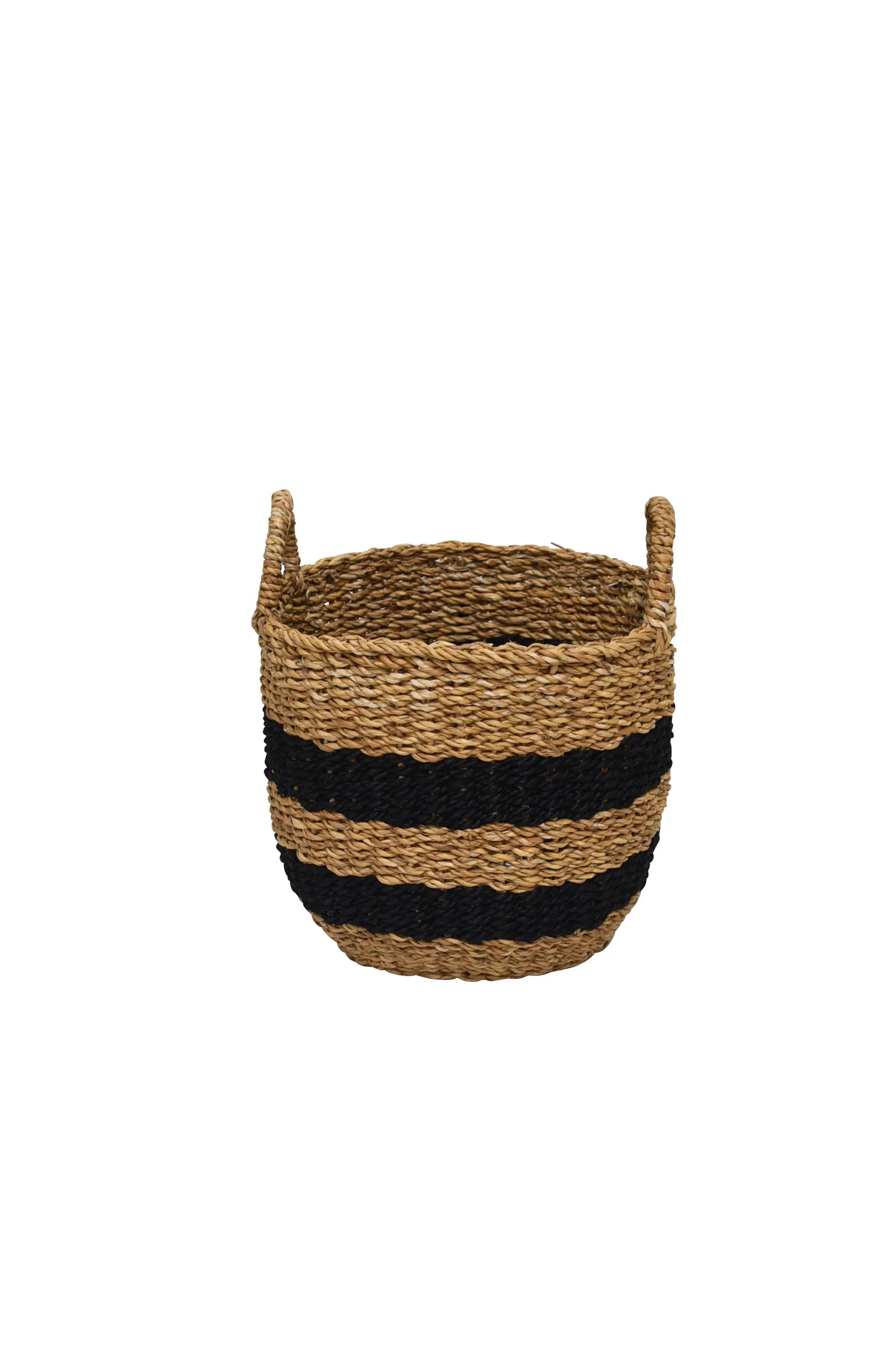 Jute Striped Baskets Set Of 3 | Black Natural