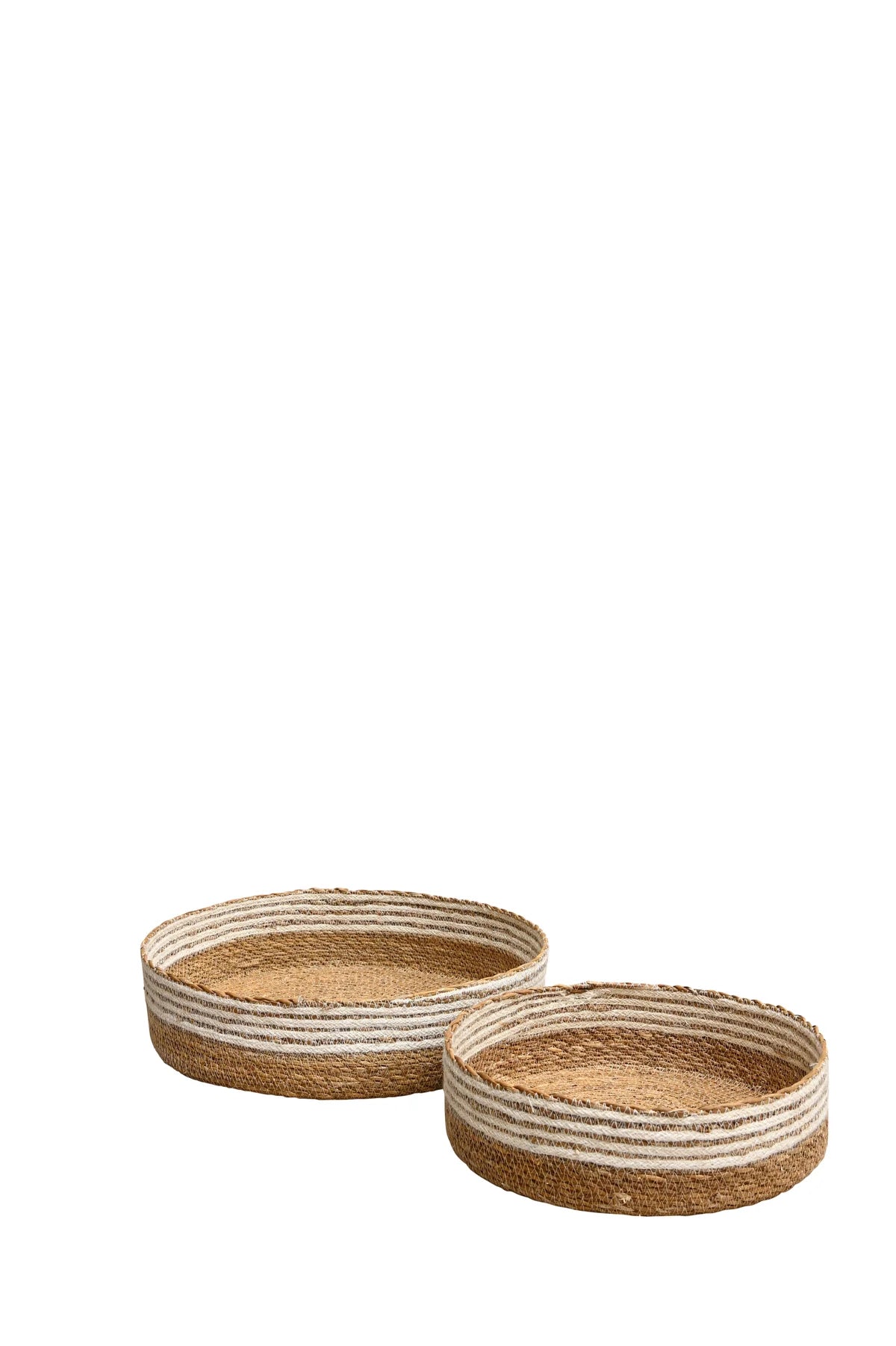 Kintu Ayla Flat Basket Set Of 2 | Natural White