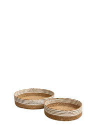 Kintu Ayla Flat Basket Set Of 2 | Natural White