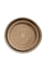 Kintu Ayla Flat Basket Set Of 2 | Natural White