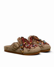 ASFVLT Flair Slide Mule | Sand Fringe