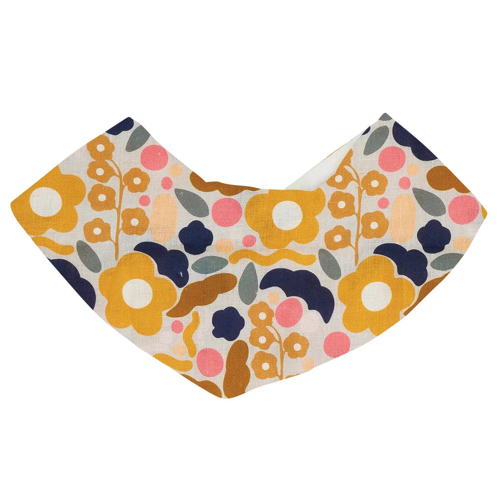 Maytime LITTLE TRENDS LINEN Bandana Bib Floral Puzzle Mustard