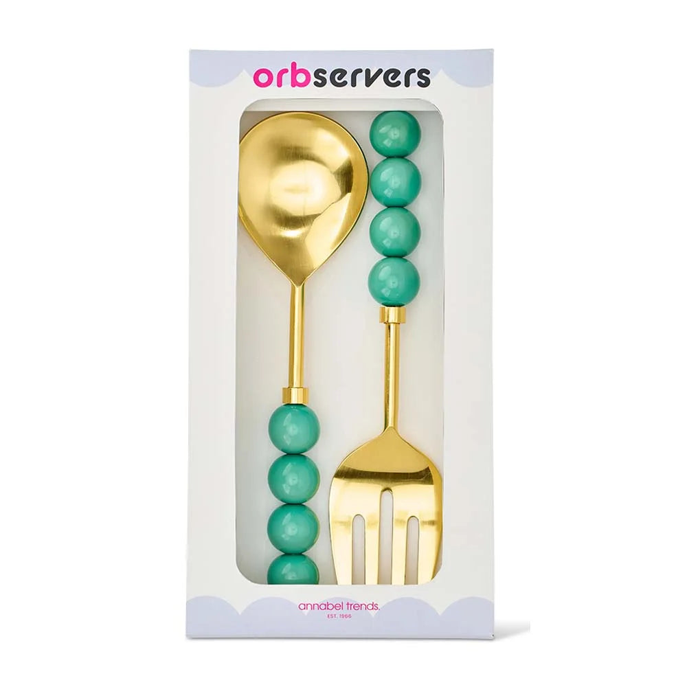 Orb Salad Server Set | Emerald