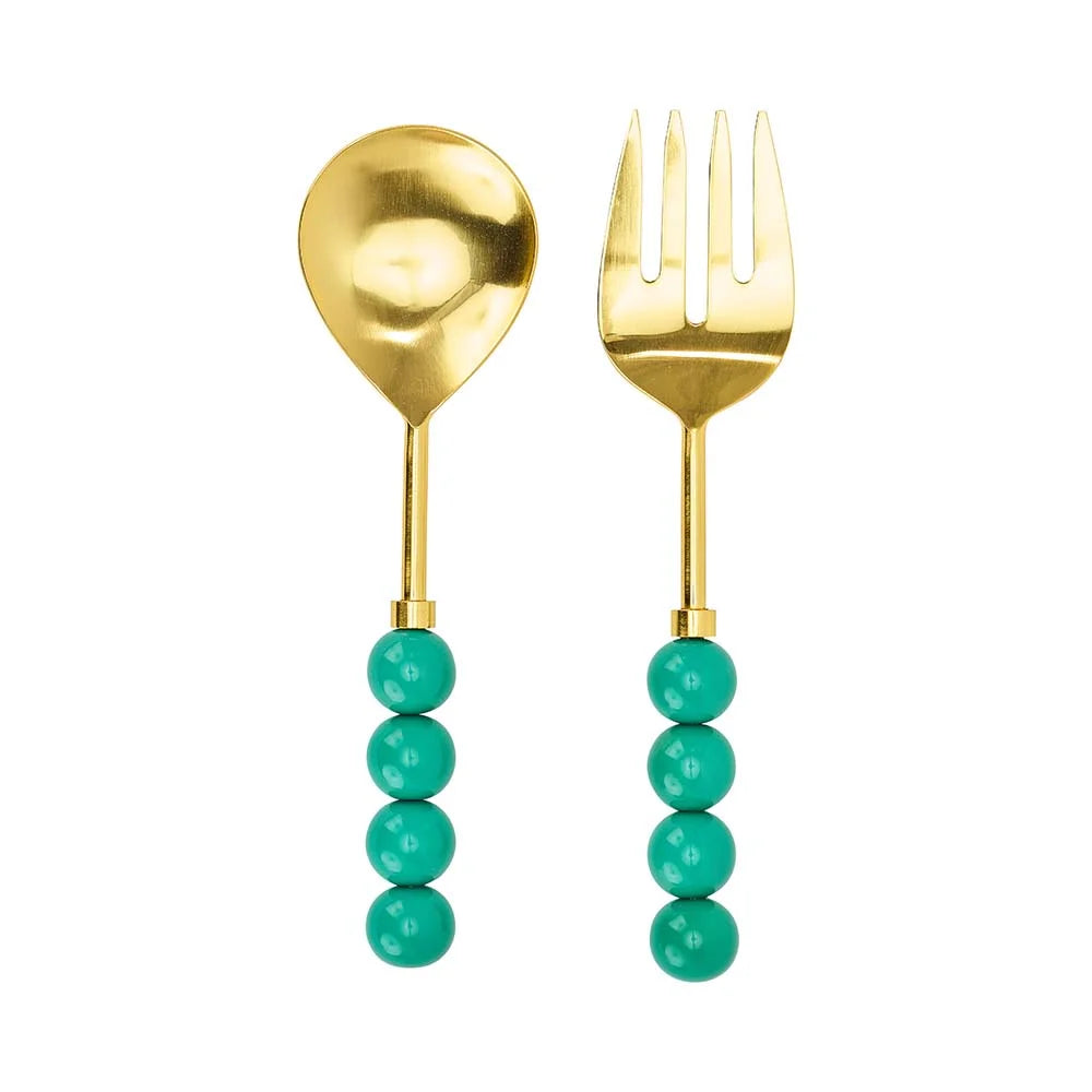 Orb Salad Server Set | Emerald
