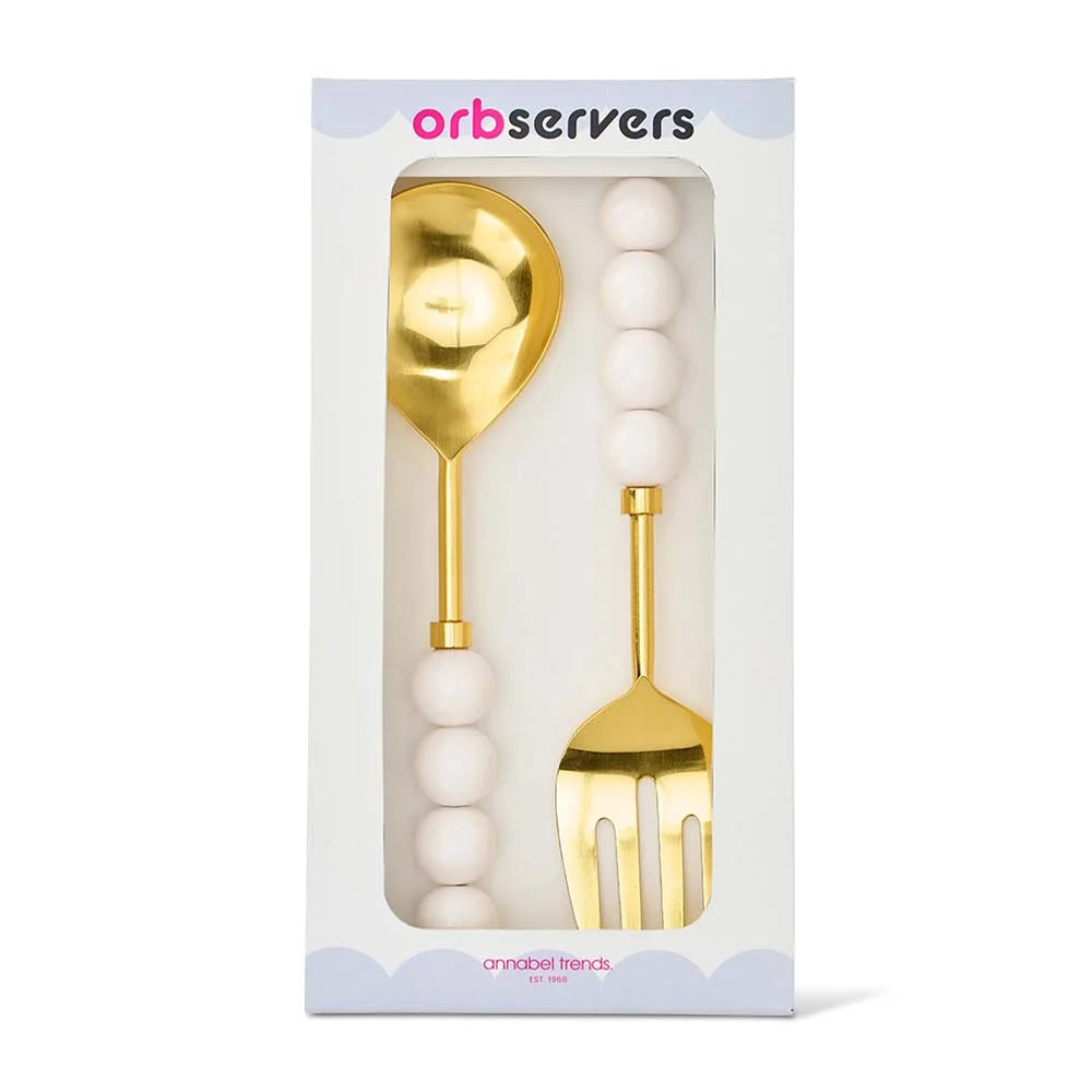 Orb Salad Server Set | White