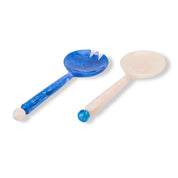 Resin Salad Server Set | Blue & White