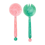 Resin Salad Server Set | Pink Green