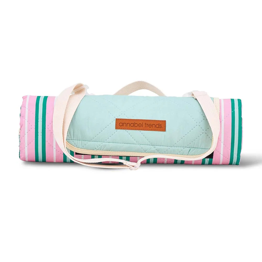 Picnic Mat | Pink & Green Stripe