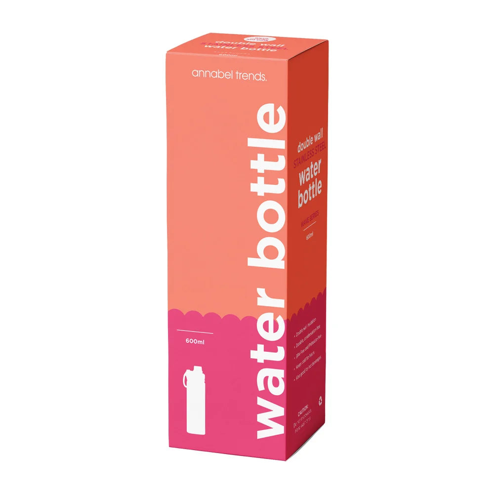 Wave Drink Bottle 600ml | Orange Hot Pink