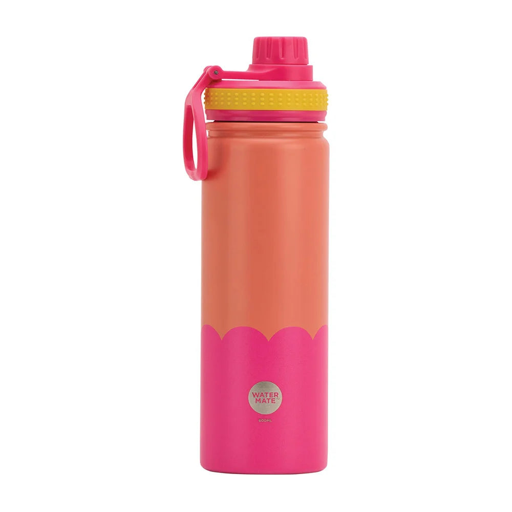Wave Drink Bottle 600ml | Orange Hot Pink