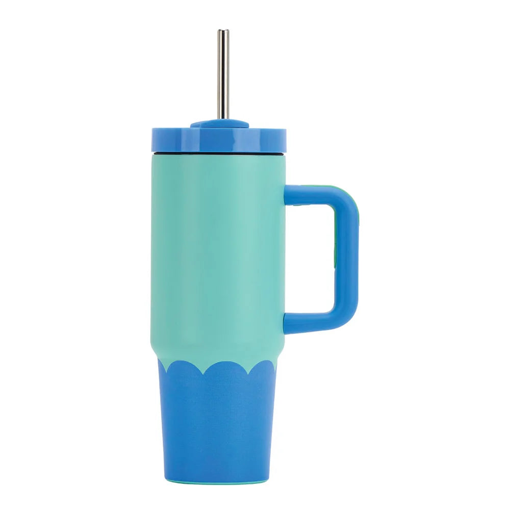 Super Sip Stainless Steel Wave Drink Cup | Aqua Blue