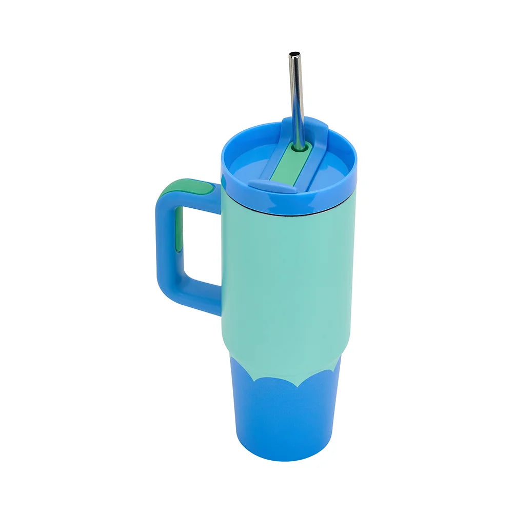 Super Sip Stainless Steel Wave Drink Cup | Aqua Blue