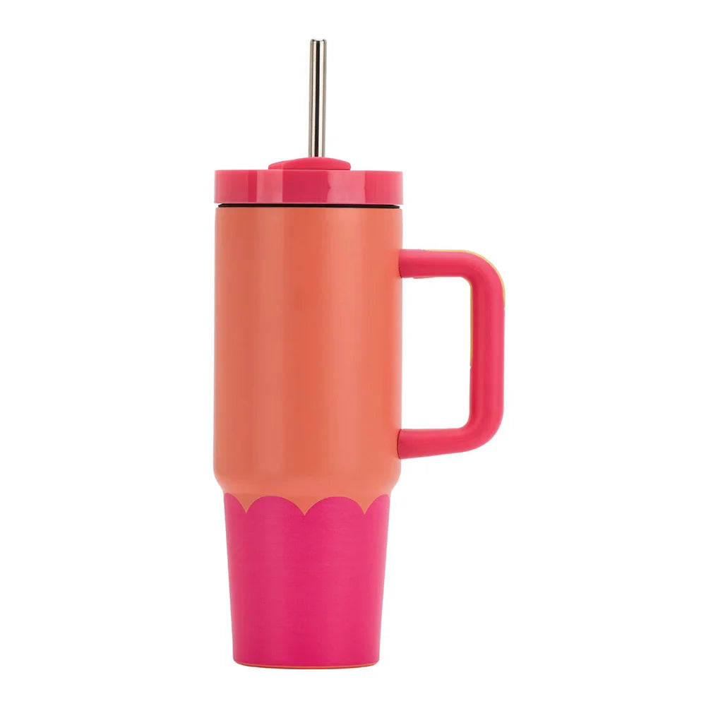 Super Sip Stainless Steel Wave | Orange Hot Pink