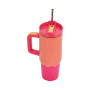 Super Sip Stainless Steel Wave | Orange Hot Pink