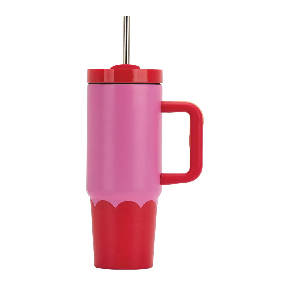 Super Sip Stainless Steel Wave Drink Cup | Pink Red
