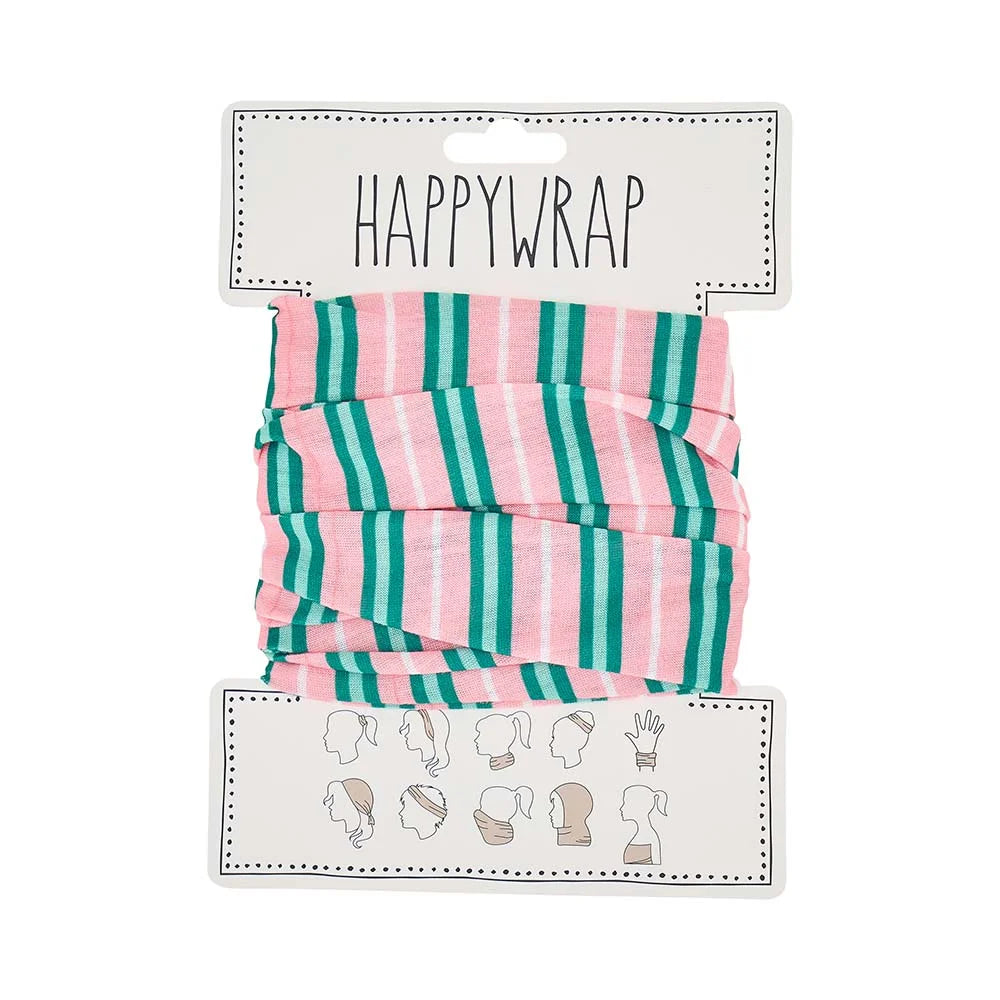 Happywrap Head Scarf | Pink & Green Stripe