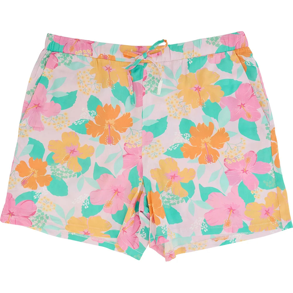 Maytime Sleep Shorts Hibiscus Large