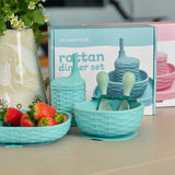 Silicone Rattan Dinner Set Of 3 | Aqua