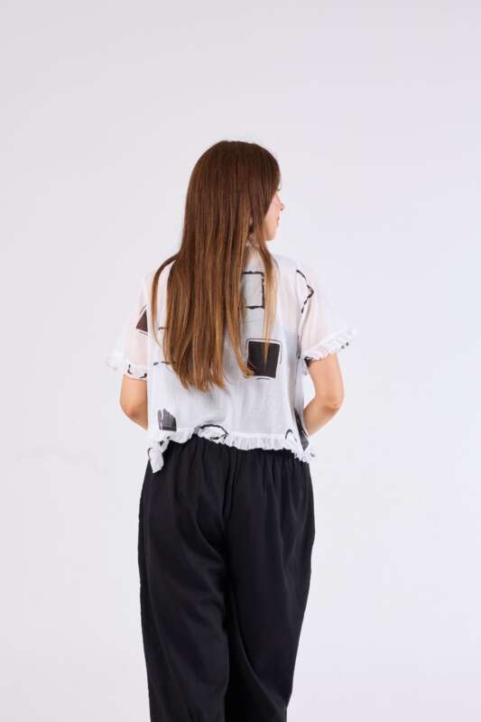 Au Hasard D'un Voyage Frill Seeker Short Cardi | White Black