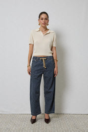 Dricoper Active Barrel Jeans | Indigo Stripe