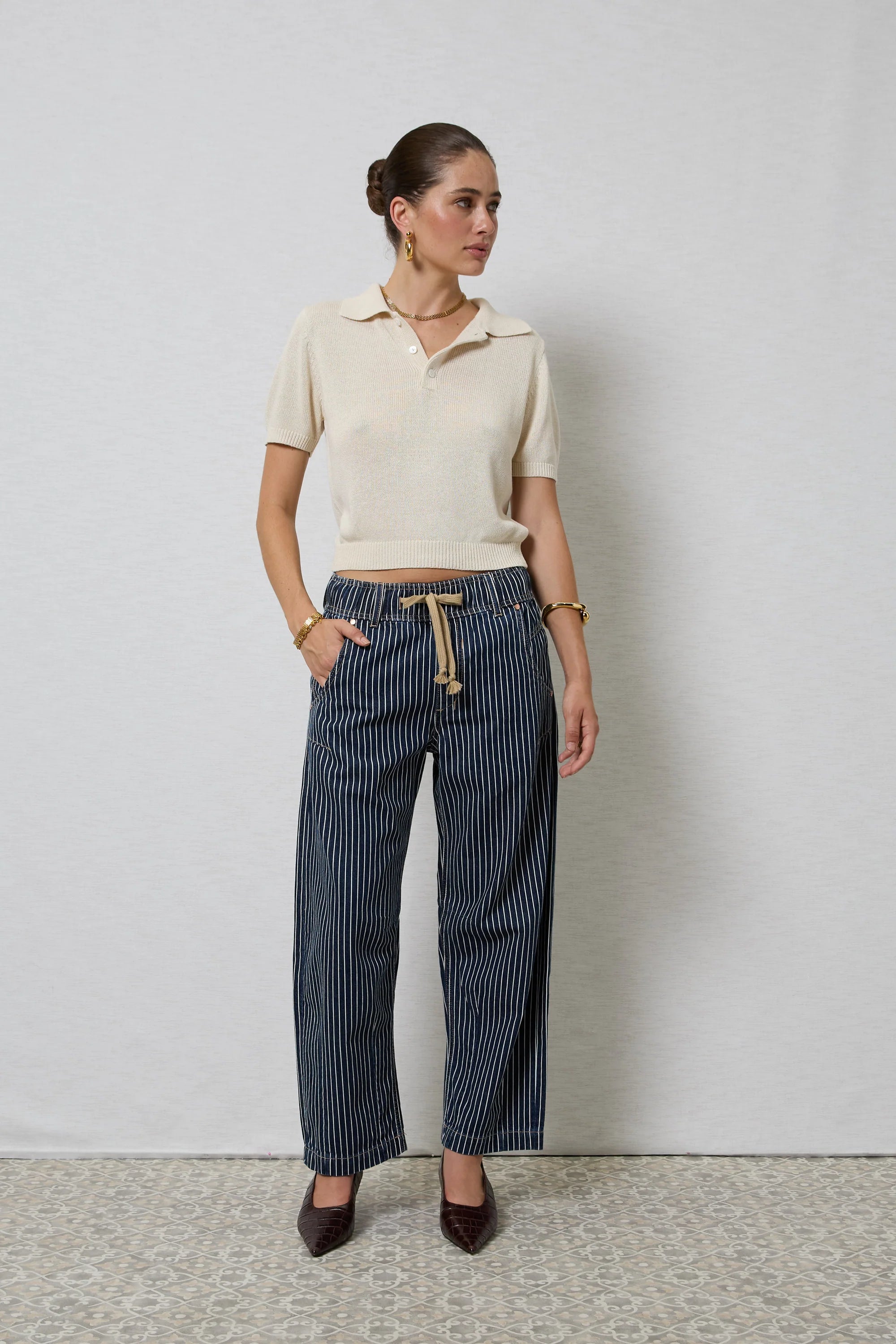 Dricoper Active Barrel Jeans | Indigo Stripe