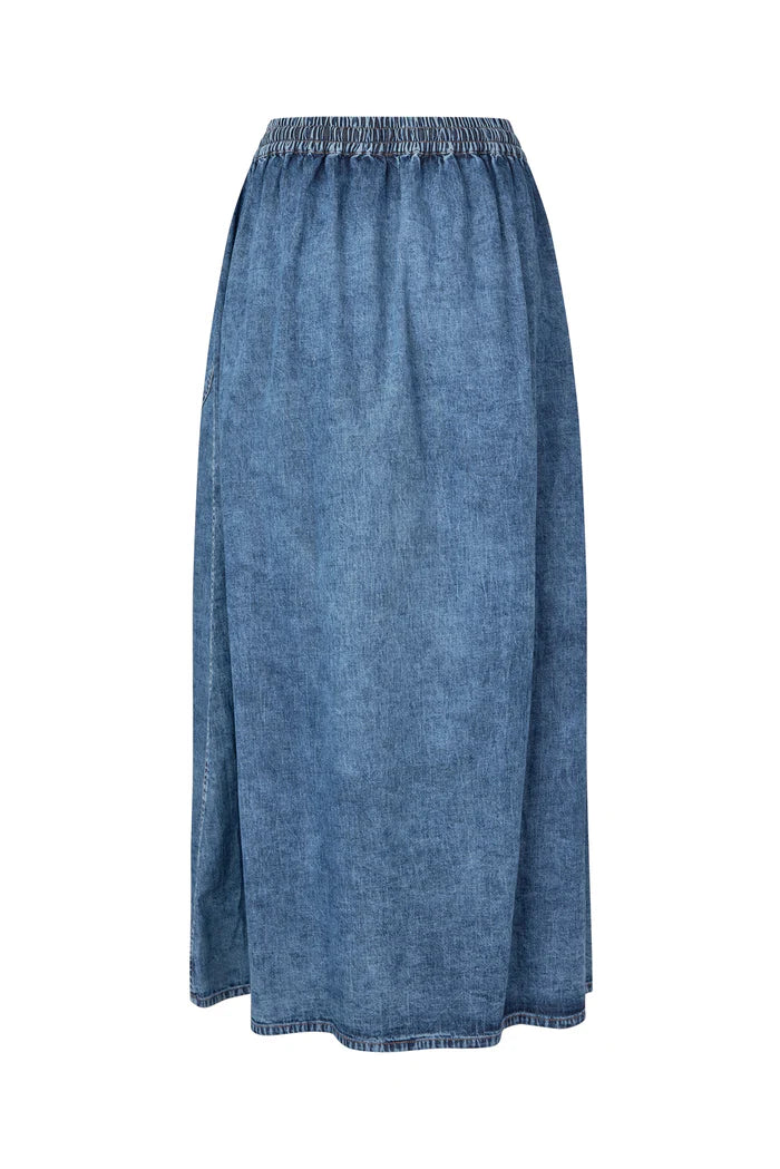 Lollys Laundry Akane Maxi Skirt | Washed Denim