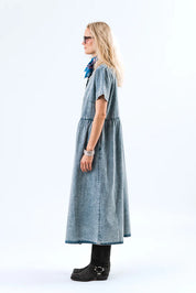 Lollys Laundry Aliya Maxi Dress | Washed Denim