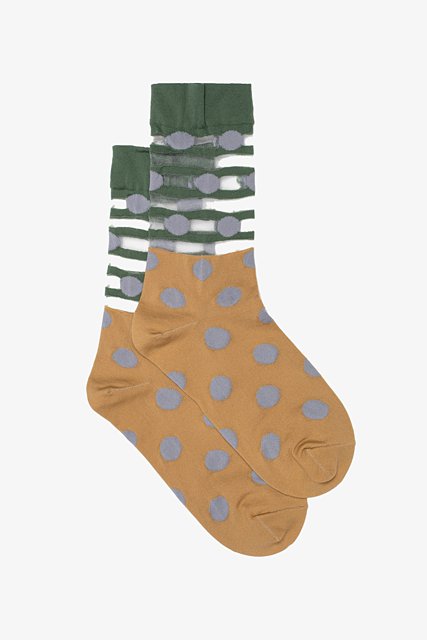 Antler Socks | Spot With Stripe Mustard