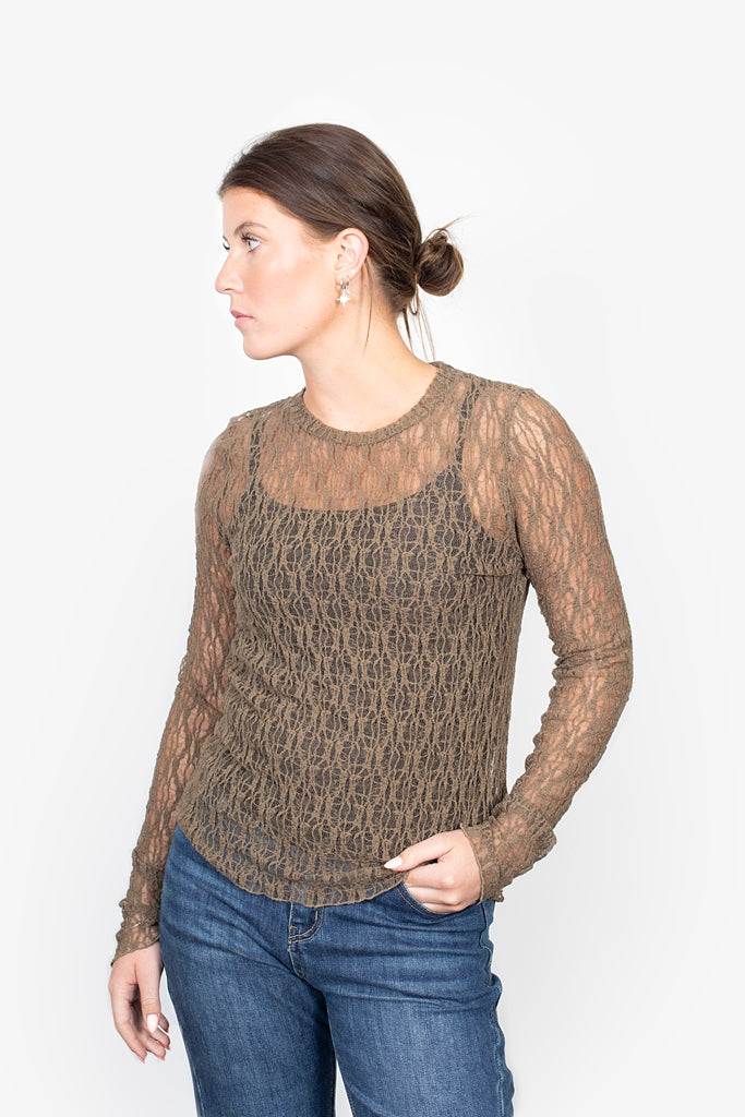 Antler Spliced Layer Top | Olive